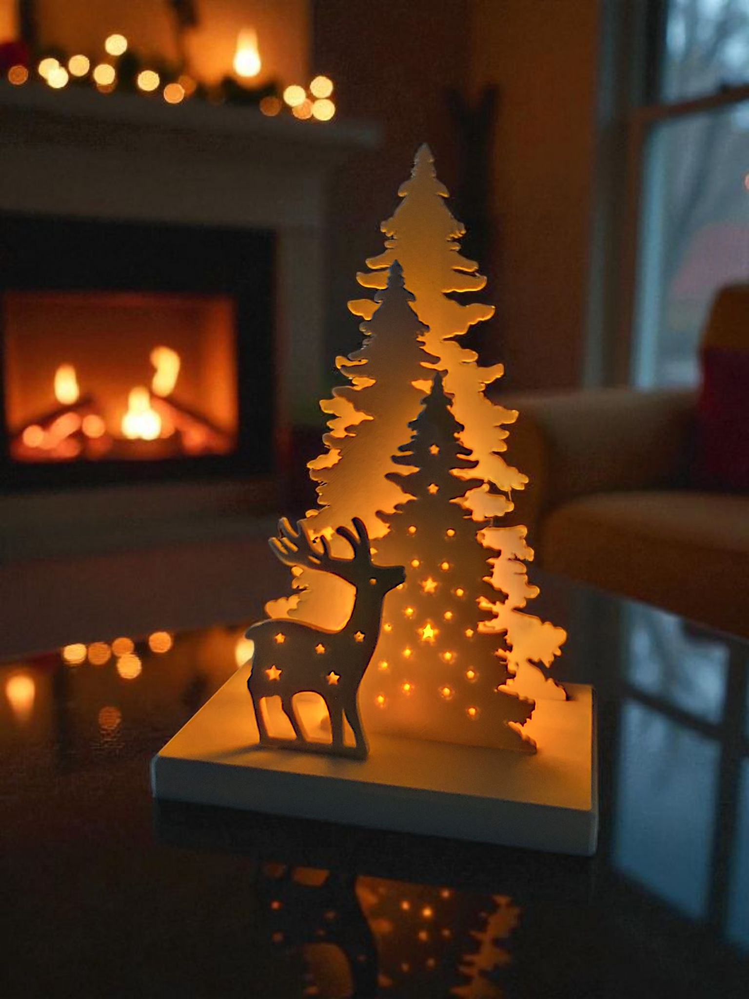Christmas scene with LED tealight holder
