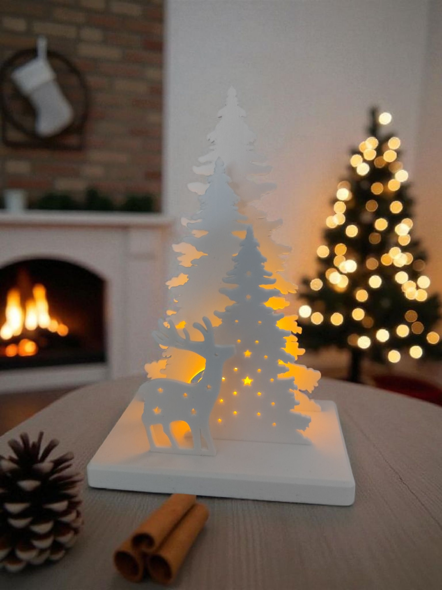 Christmas scene with LED tealight holder — view 2
