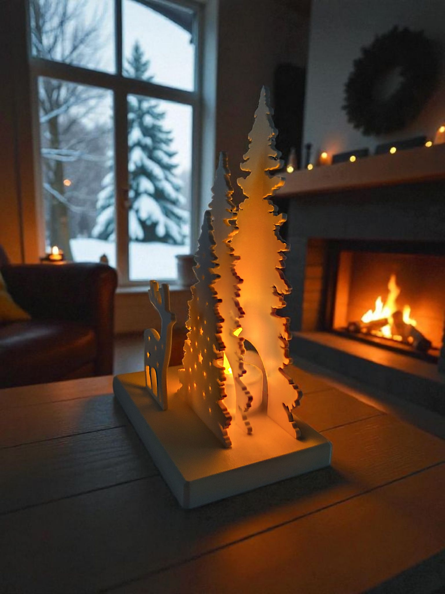 Christmas scene with LED tealight holder — view 3