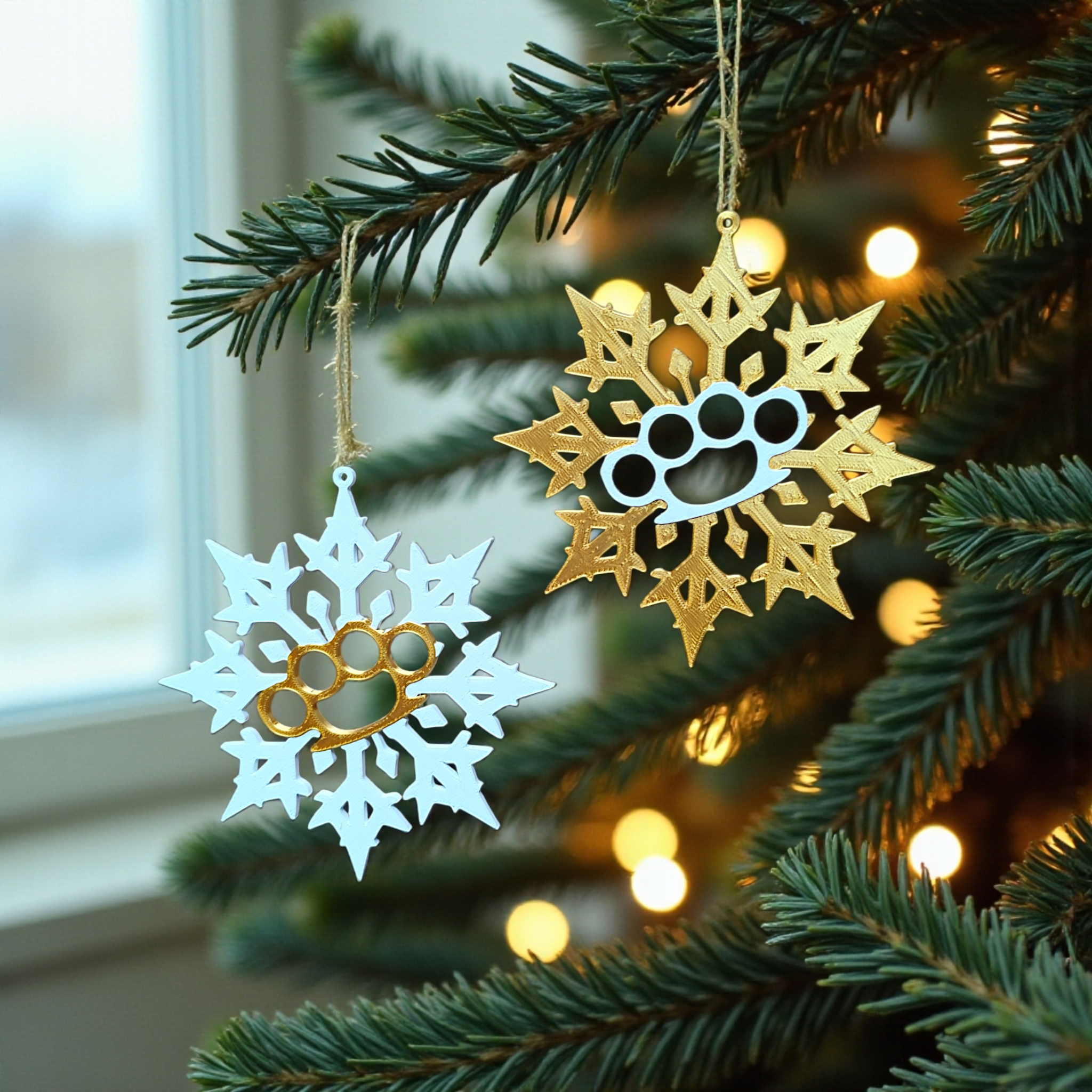 Set of 2 “Snowflake Punch” tree ornaments