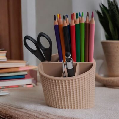 Porte-stylos incliné à texture de sphères