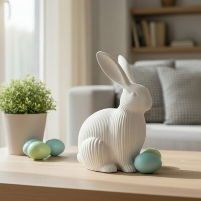 Figurine lapin de Pâques côtelé
