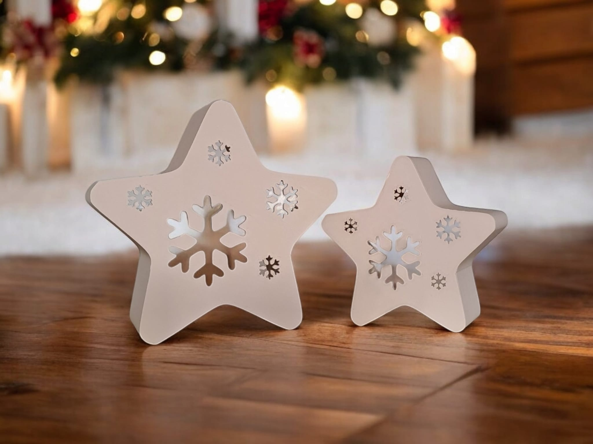 Decorative snowflake star for LED tea light (large, small or set), 3D printed, photo 2