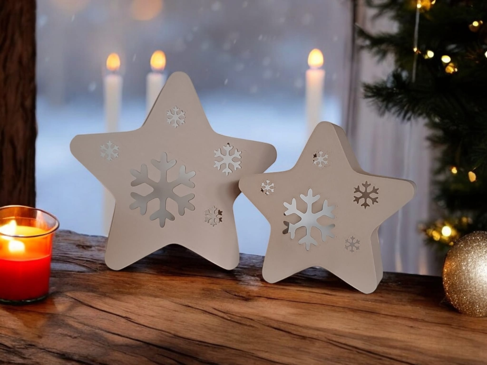 Decorative snowflake star for LED tea light (large, small or set), 3D printed, photo 4