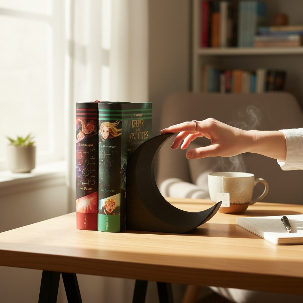 Crescent moon bookends (pair) — view 2