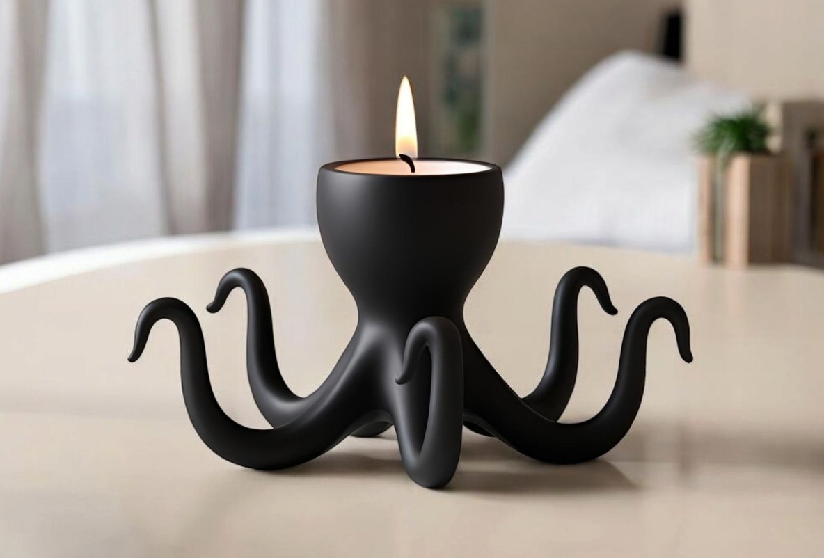 Minimalist octopus night light holder
