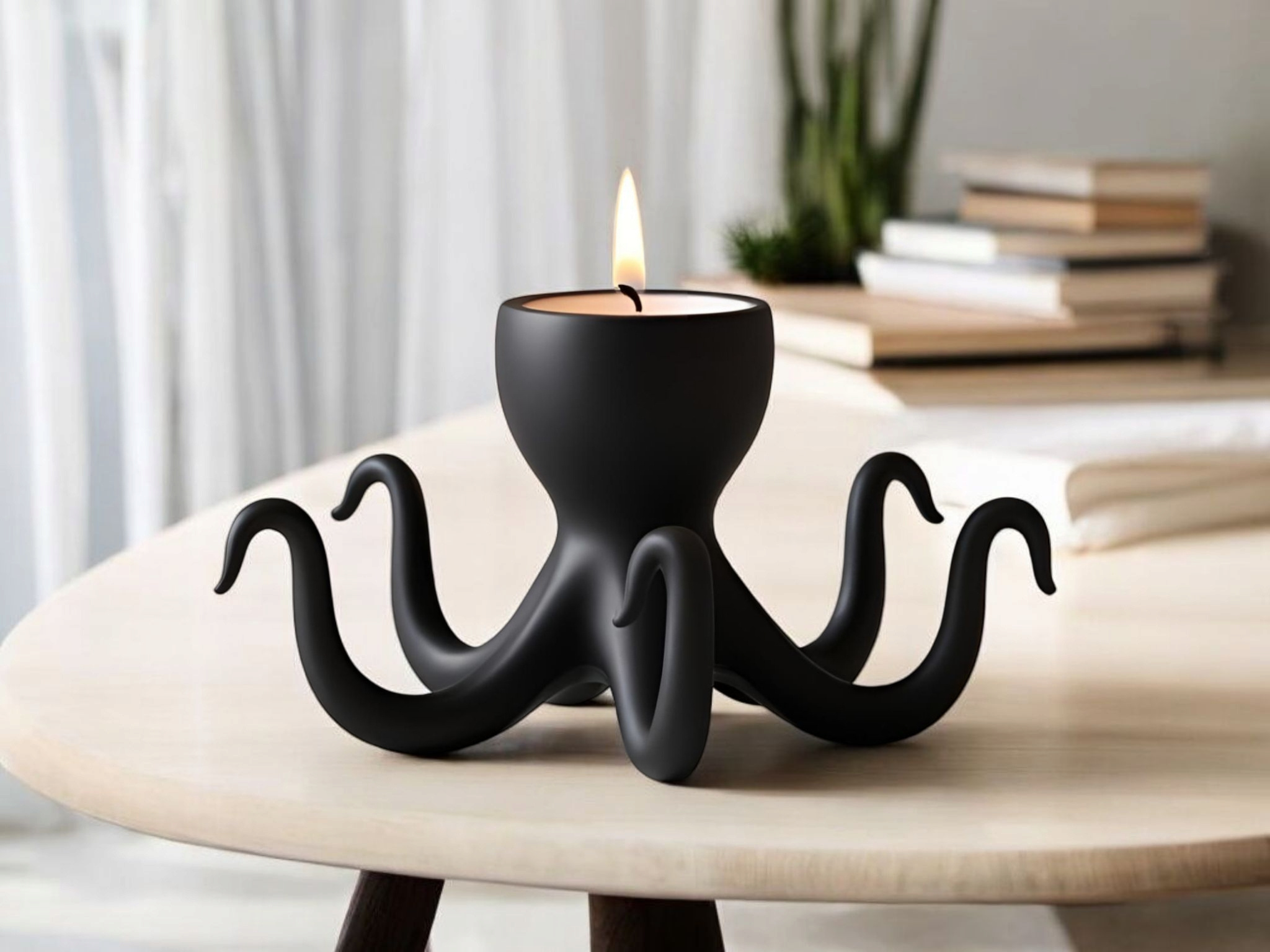 Minimalist octopus night light holder — view 2