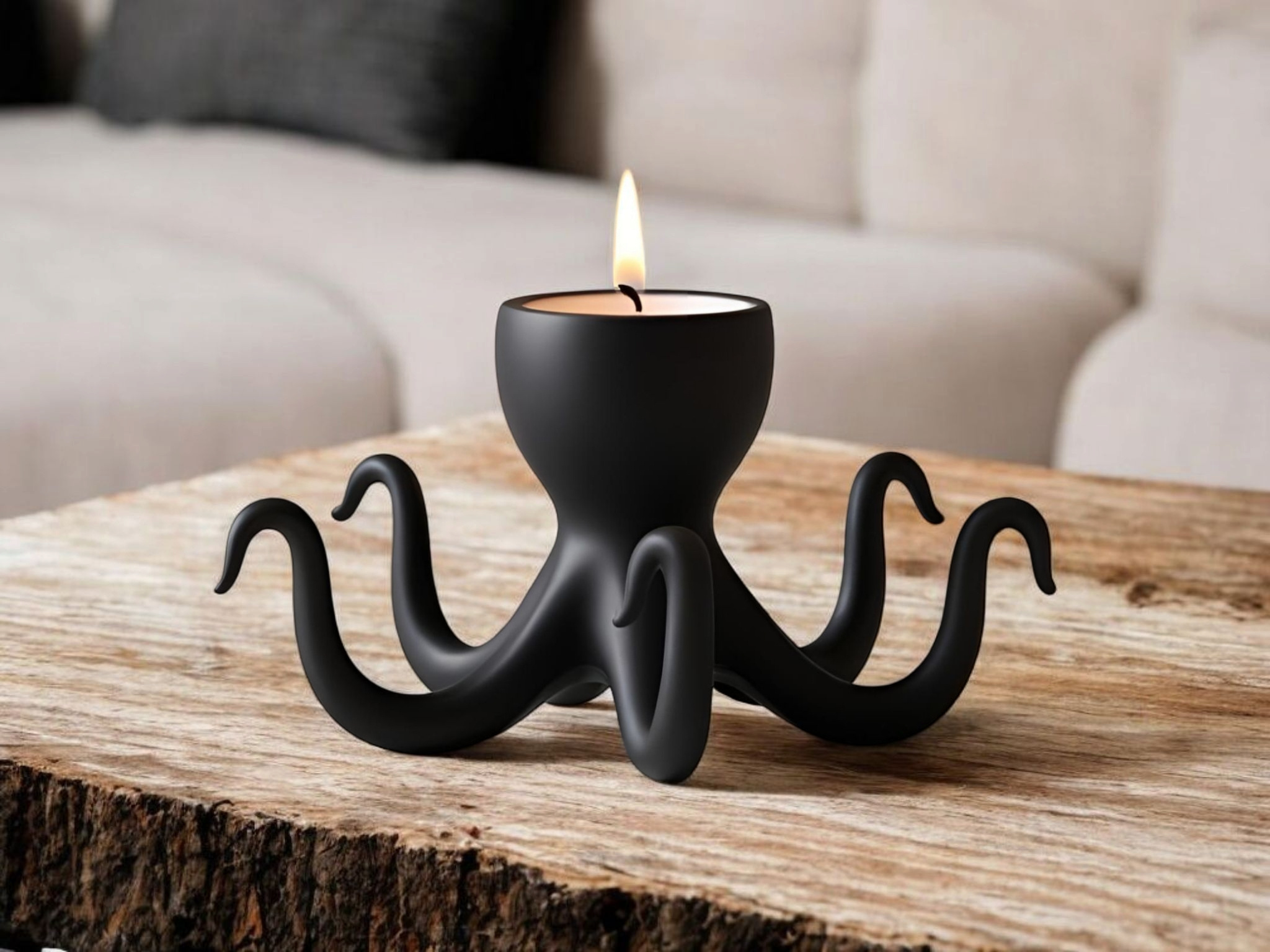 Minimalist octopus night light holder — view 3