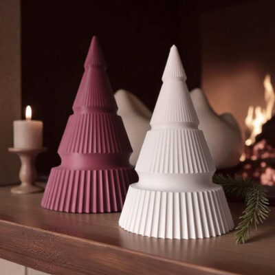 Duo de sapins de Noël nervurés minimalistes