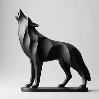 Loup hurlant minimaliste debout