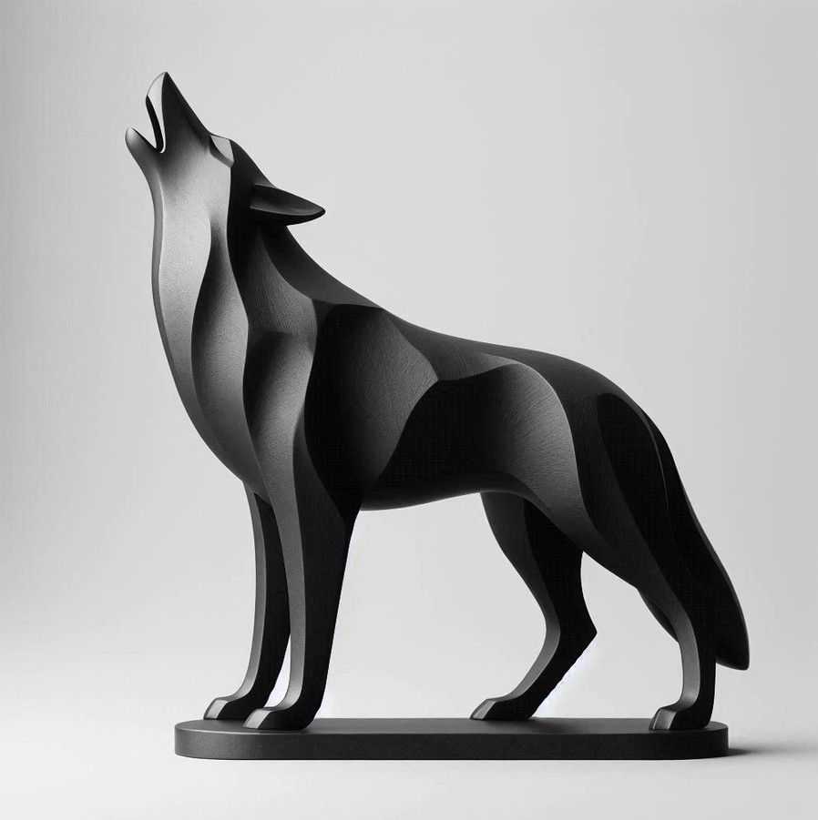 Minimalist standing howling wolf