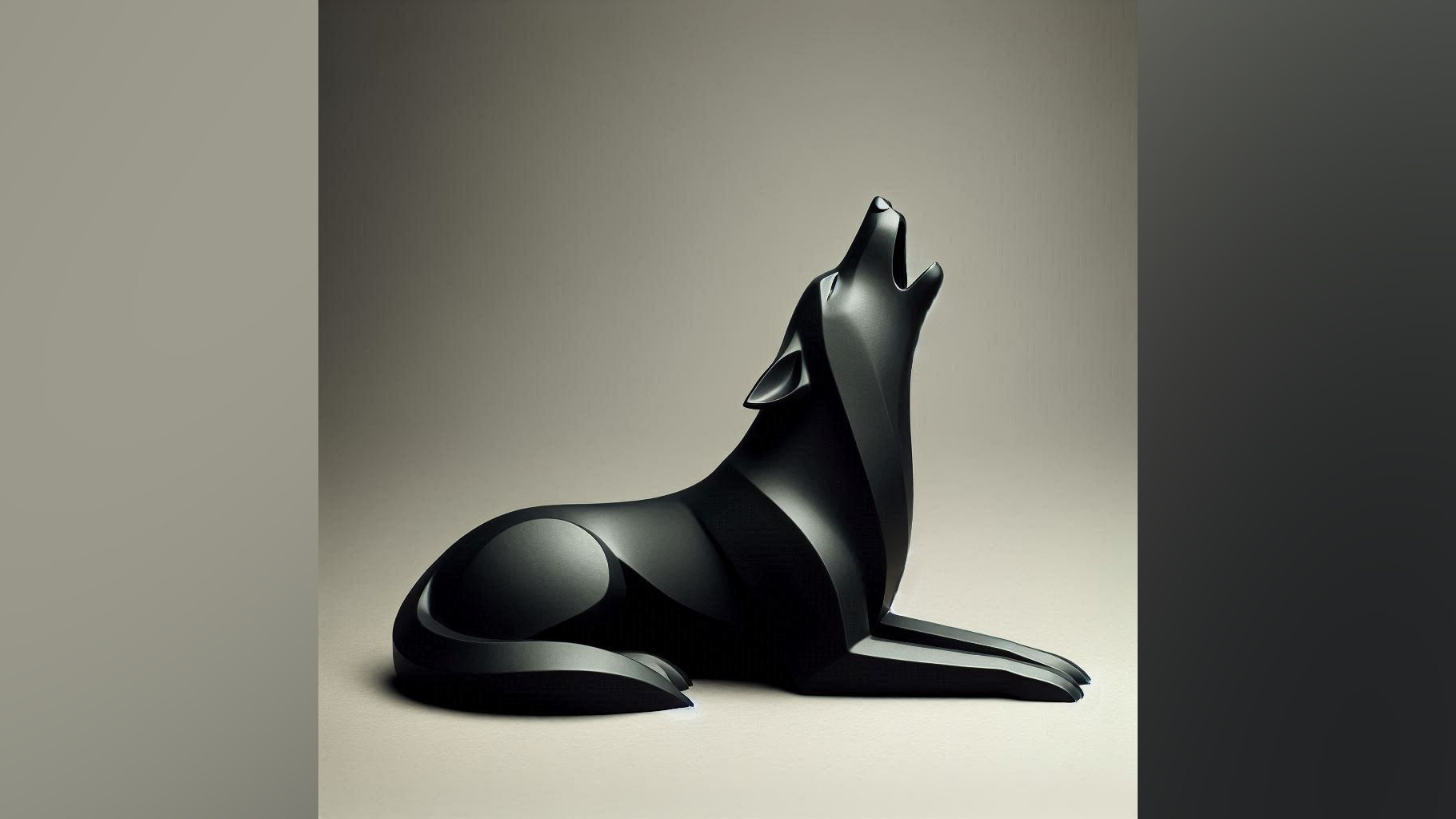 Minimalist lying howling wolf