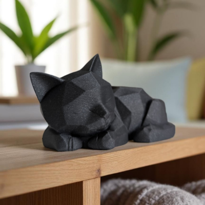 Chaton low poly endormi