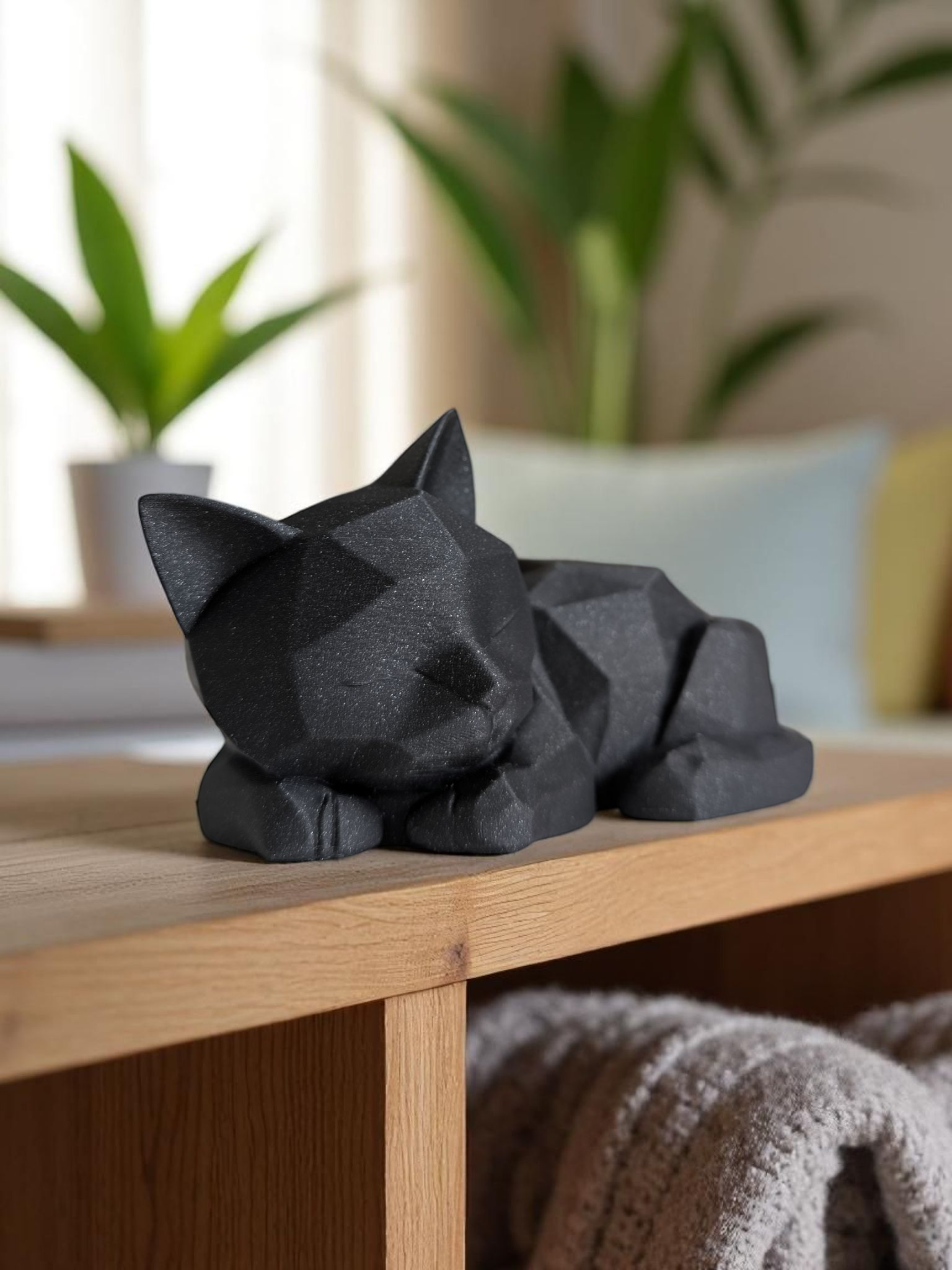 Chaton low poly endormi