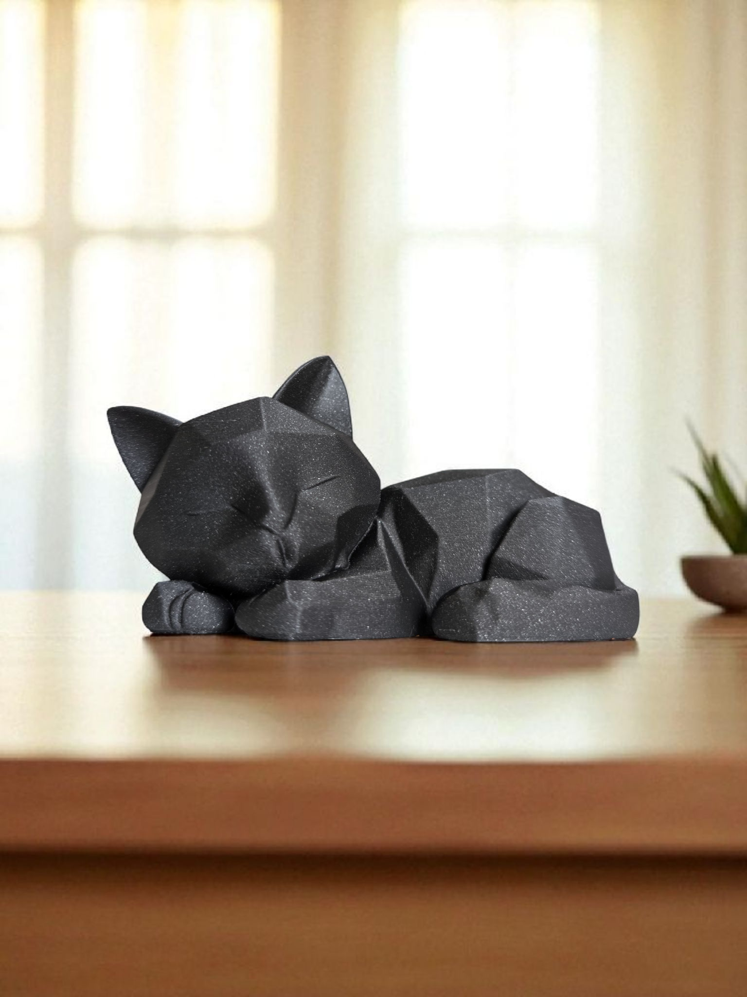 Chaton low poly endormi — vue 2