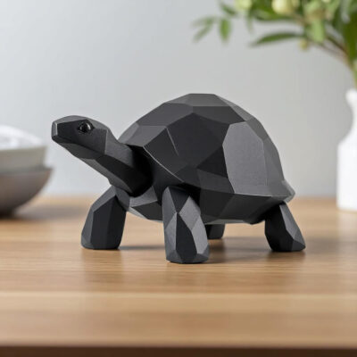 Tortue low poly en marche
