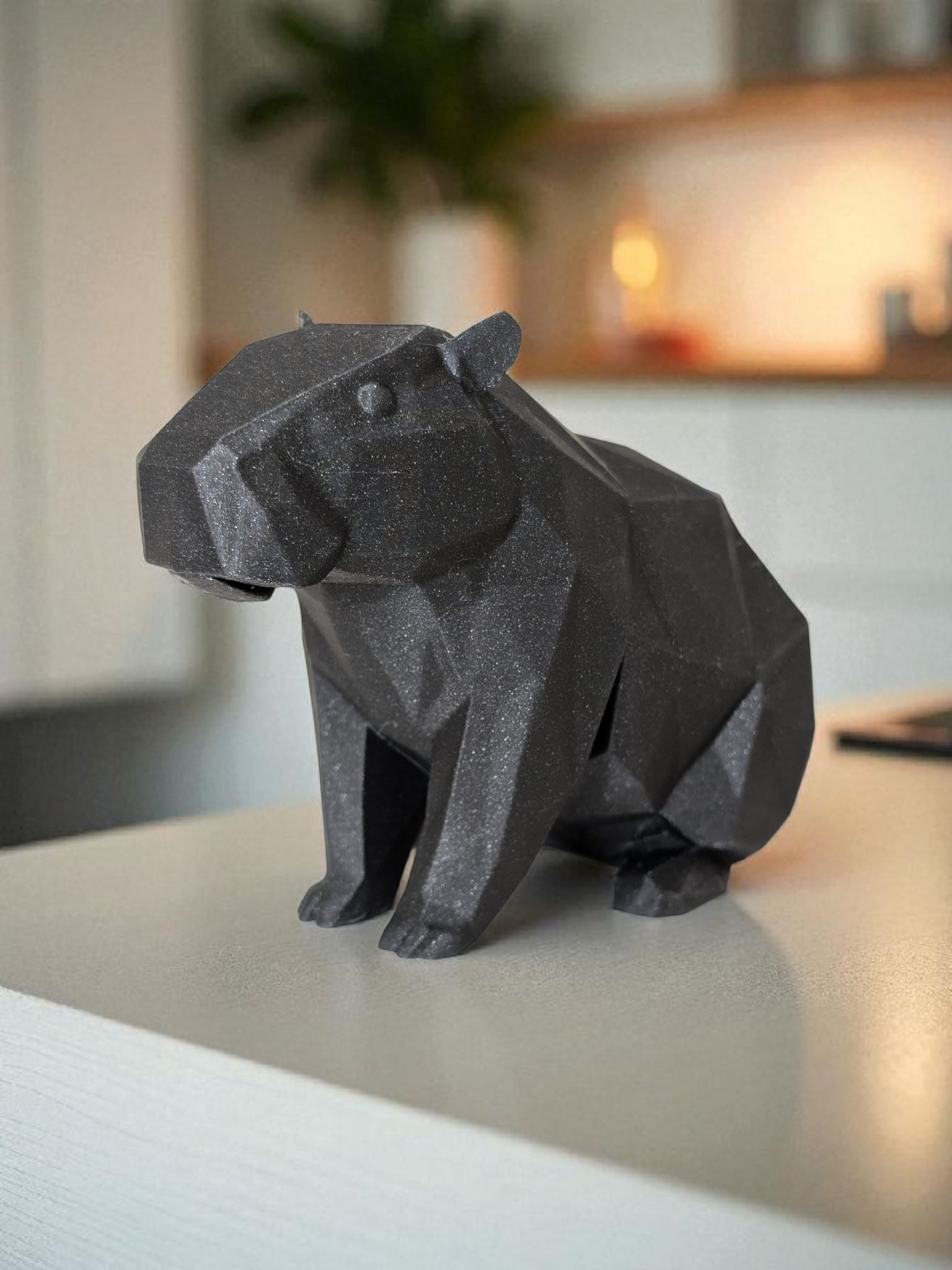 Minimalist low-poly capybara — view 3