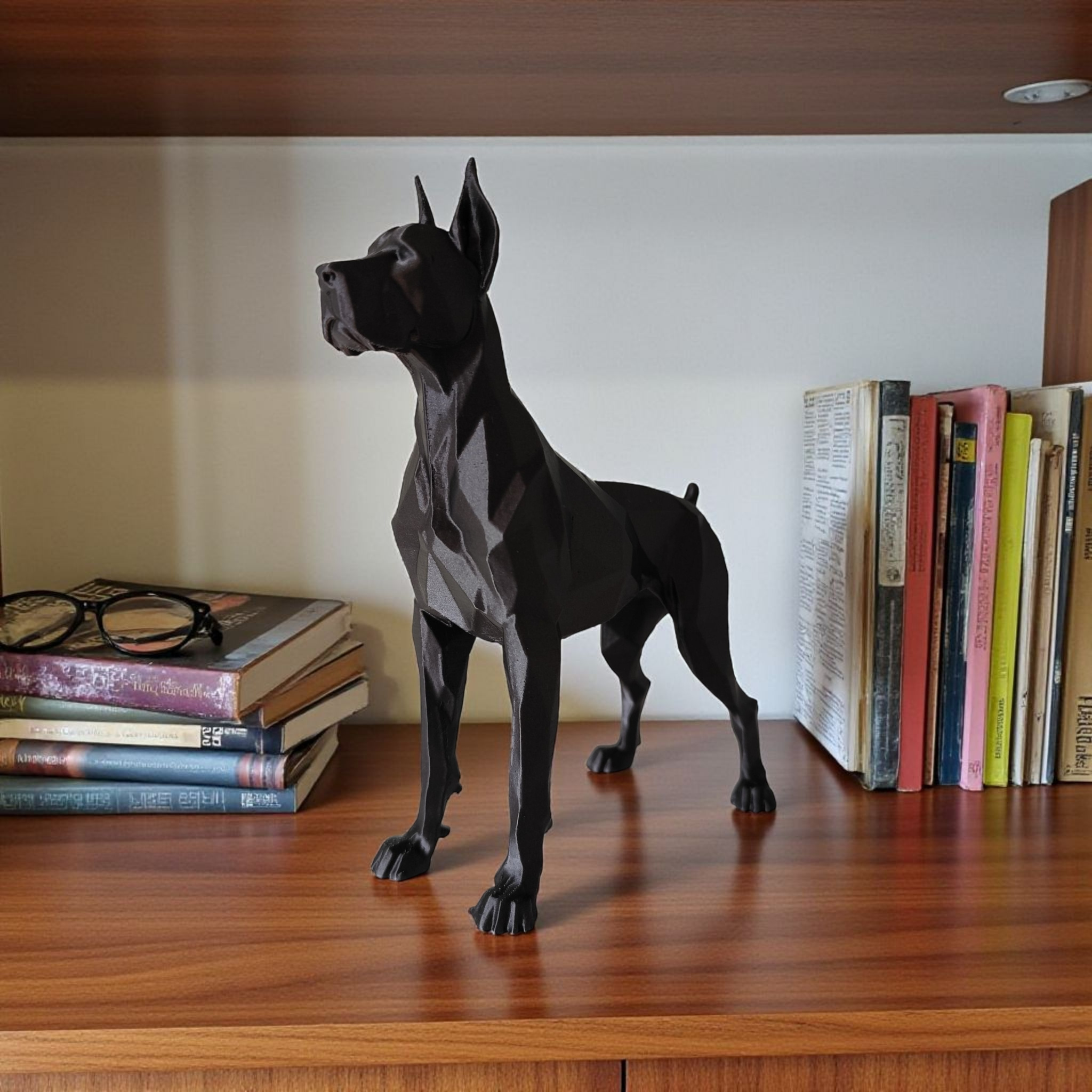 Low-poly Great Dane on guard — view 2