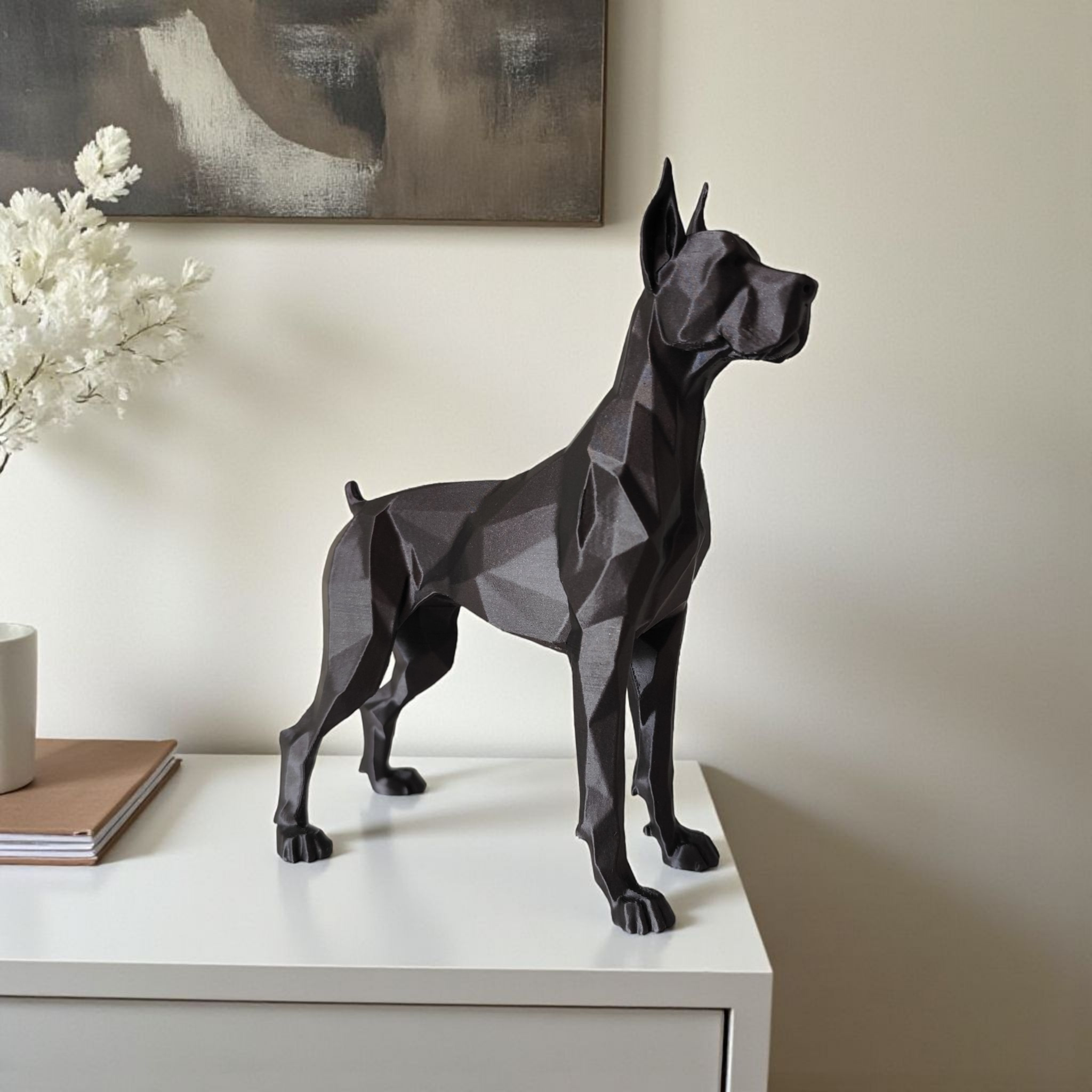 Low-poly Great Dane on guard — view 3