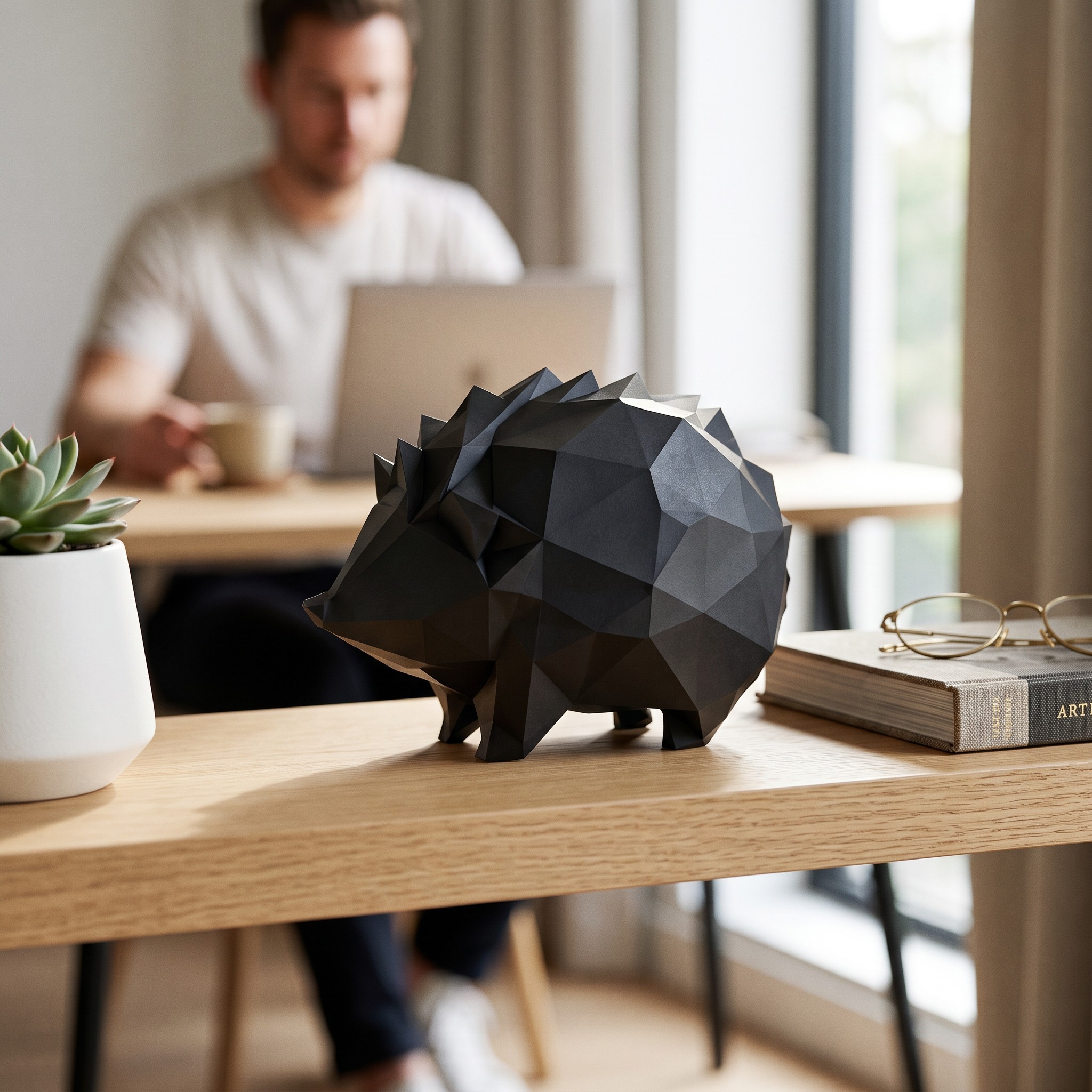 Hérisson low poly d’automne — vue 2