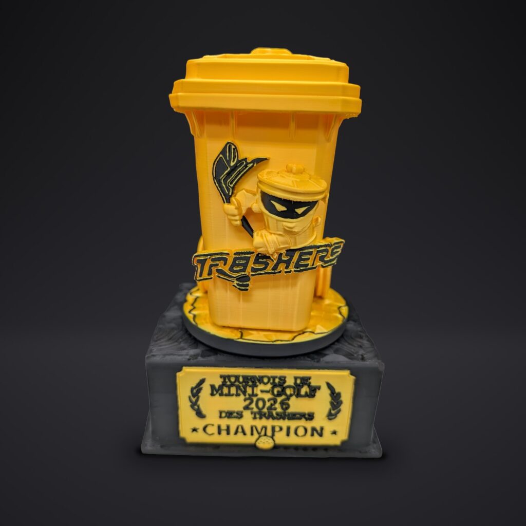 Trophée de tournoi sur mesure — projet « Vos idées, imprimées », Komplice3D