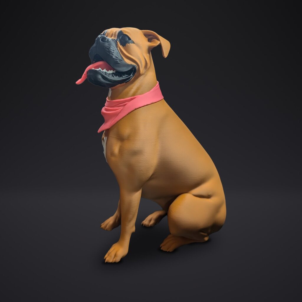 Figurine imprimée, autre angle — projet « Le sourire au bandana rose », Komplice3D