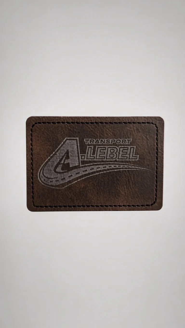Écusson en cuir gravé au laser avec logo d'entreprise