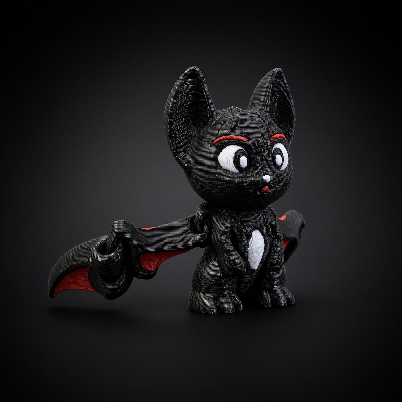 Chauve-souris articulée – noire aux ailes rouges, impression 3D, photo 4