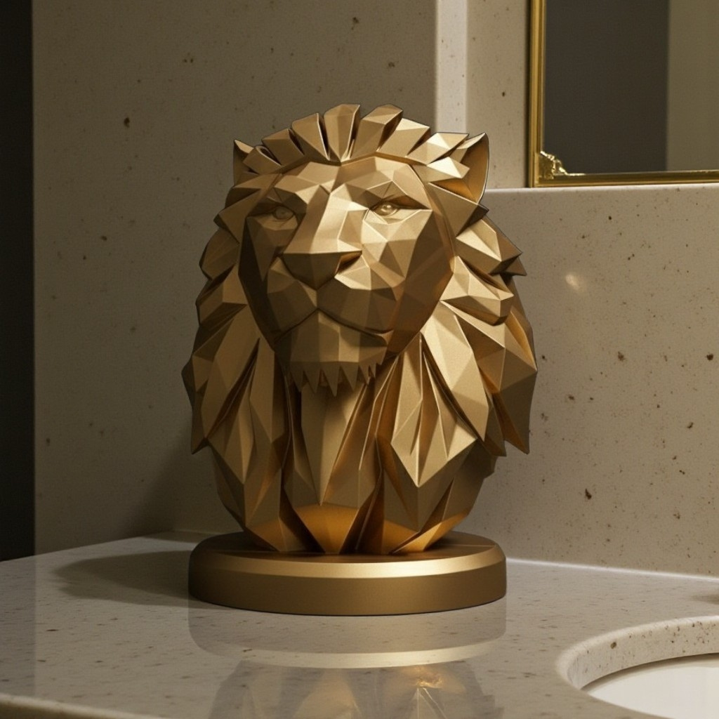 Buste de lion low poly, impression 3D, photo 2