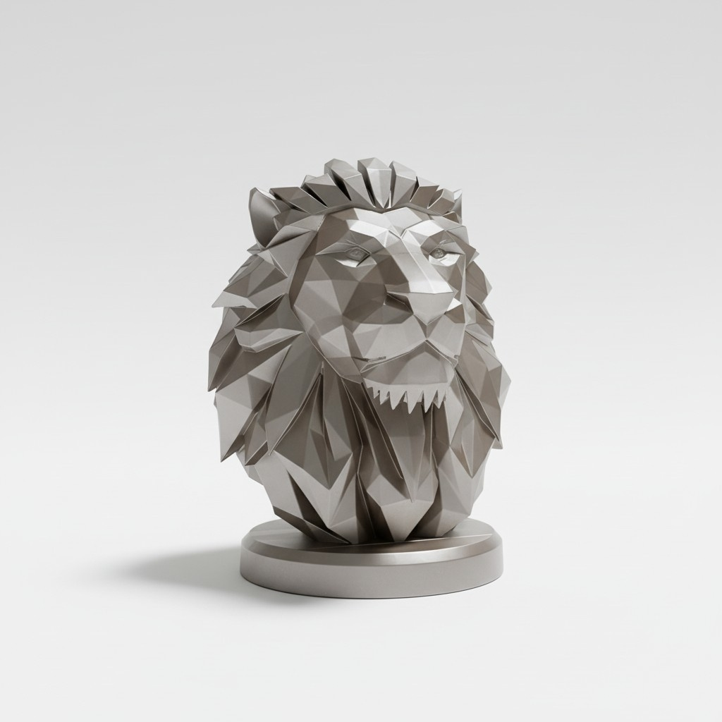 Buste de lion low poly, impression 3D, photo 4