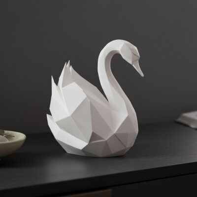 Cygne low poly gracieux, impression 3D