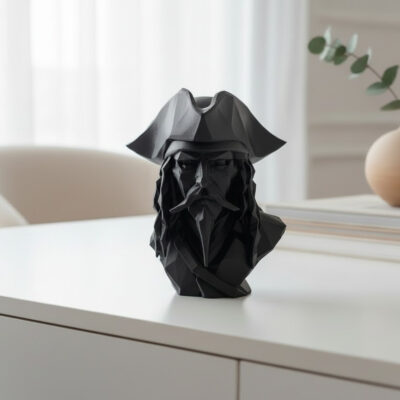 Buste de pirate caribéen low poly, impression 3D
