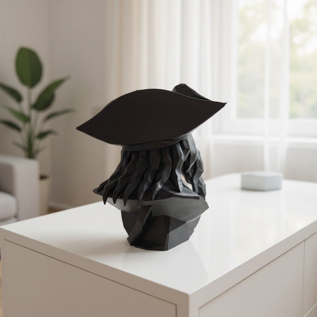 Low-poly Caribbean pirate bust, 3D printed, photo 4