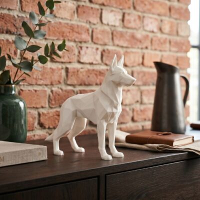Sculpture de berger allemand low poly imprimée en 3D