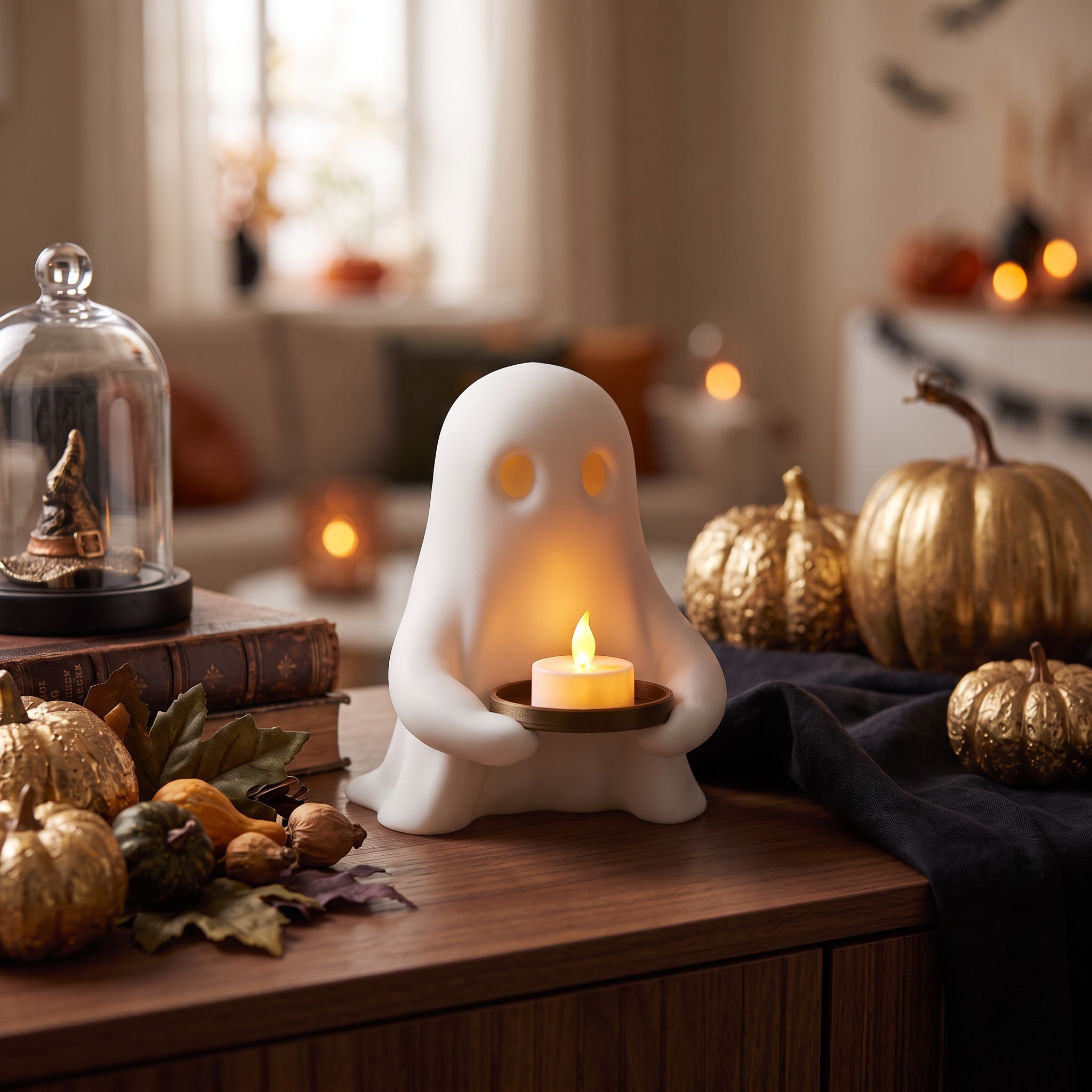Halloween ghost with an LED tealight tray — view 2