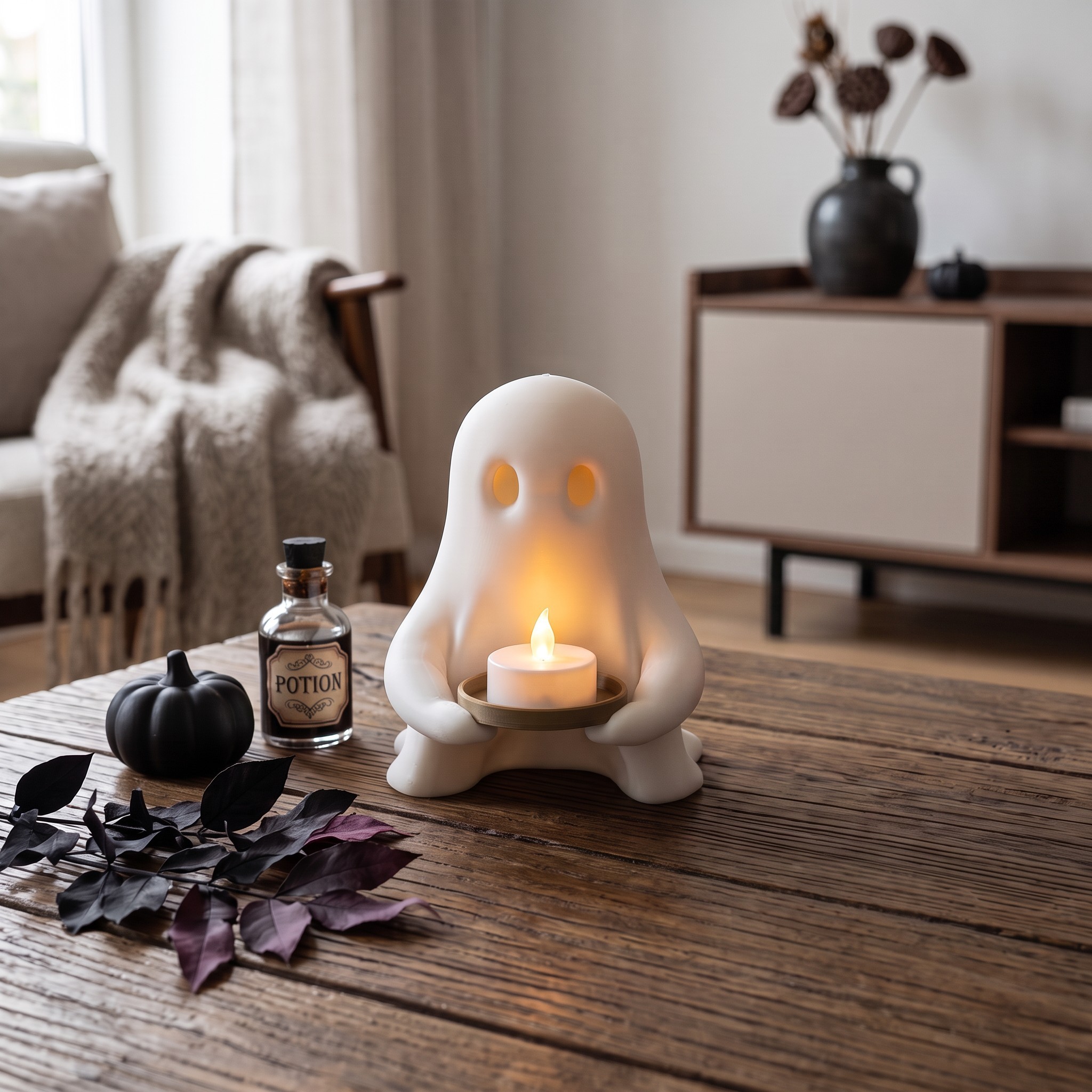 Halloween ghost with an LED tealight tray — view 4