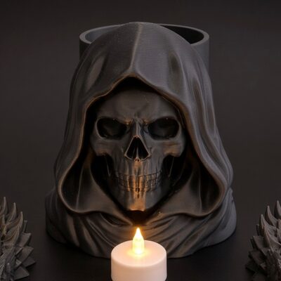 Tête de mort à capuche – pot à crayons Halloween, impression 3D