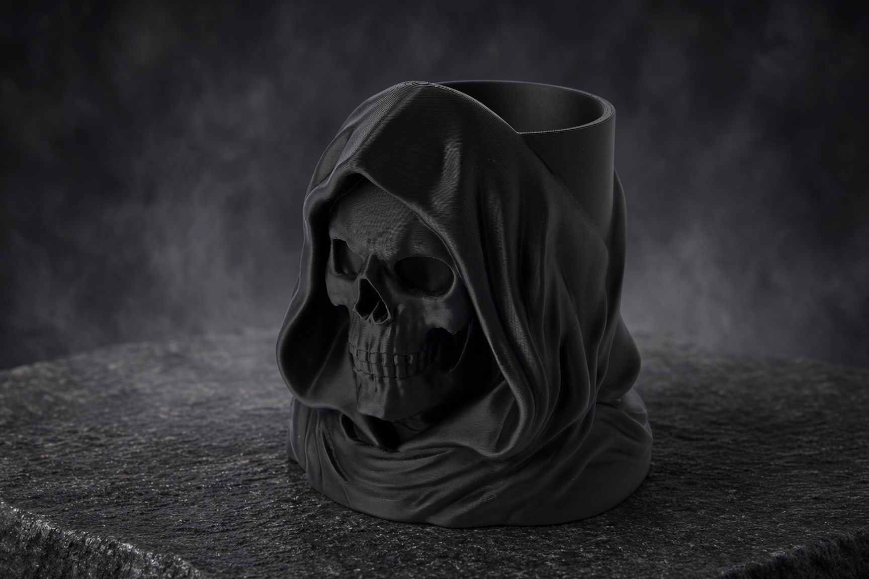 Tête de mort à capuche – pot à crayons Halloween, impression 3D, photo 2