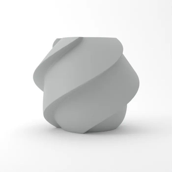 Vase torsadé imprimé en 3D, fini classique, couleur argenté