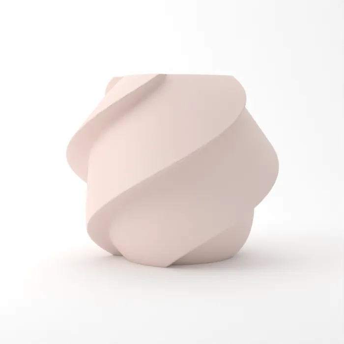 Vase torsadé imprimé en 3D, fini classique, couleur beige