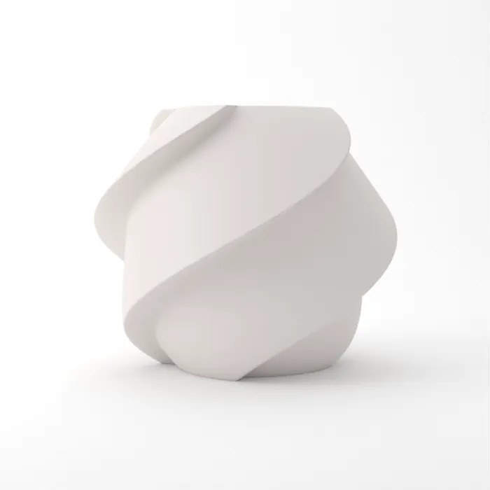 Vase torsadé imprimé en 3D, fini classique, couleur blanc de jade
