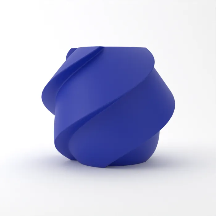 Vase torsadé imprimé en 3D, fini classique, couleur bleu