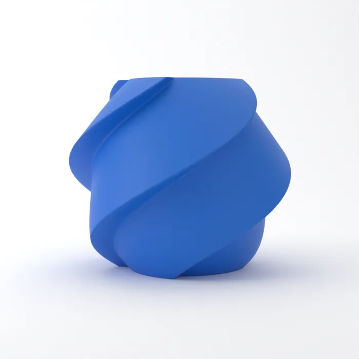 Vase torsadé imprimé en 3D, fini classique, couleur bleu cobalt
