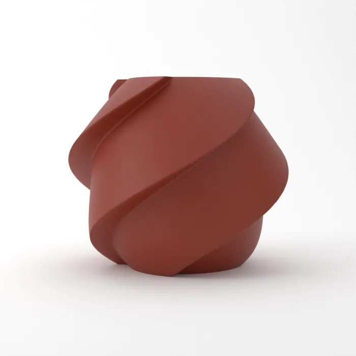 Vase torsadé imprimé en 3D, fini classique, couleur marron