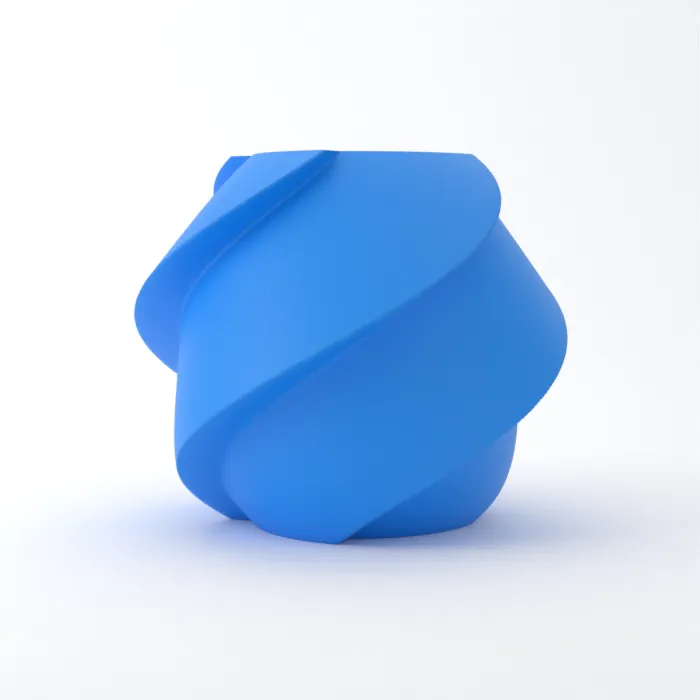 Vase torsadé imprimé en 3D, fini classique, couleur cyan