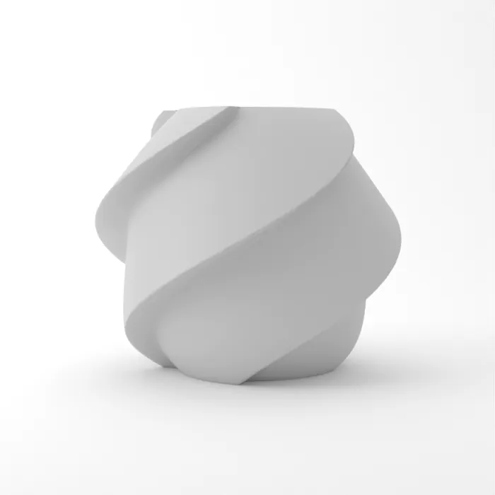 Vase torsadé imprimé en 3D, fini classique, couleur gris clair