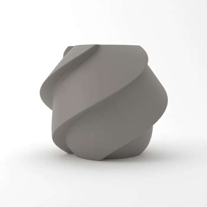 Vase torsadé imprimé en 3D, fini classique, couleur gris