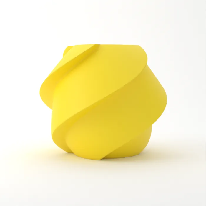Vase torsadé imprimé en 3D, fini classique, couleur jaune