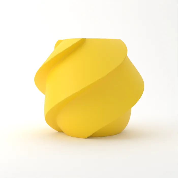 Vase torsadé imprimé en 3D, fini classique, couleur jaune tournesol
