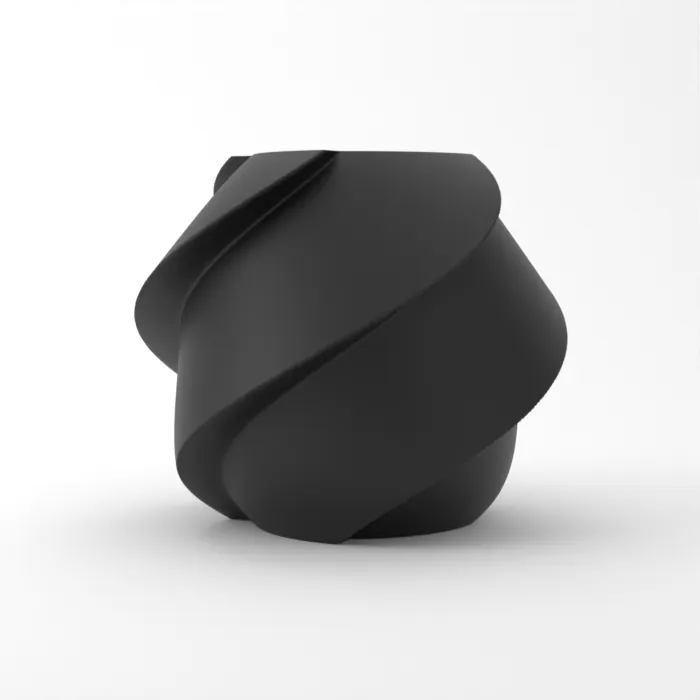 Vase torsadé imprimé en 3D, fini classique, couleur noir